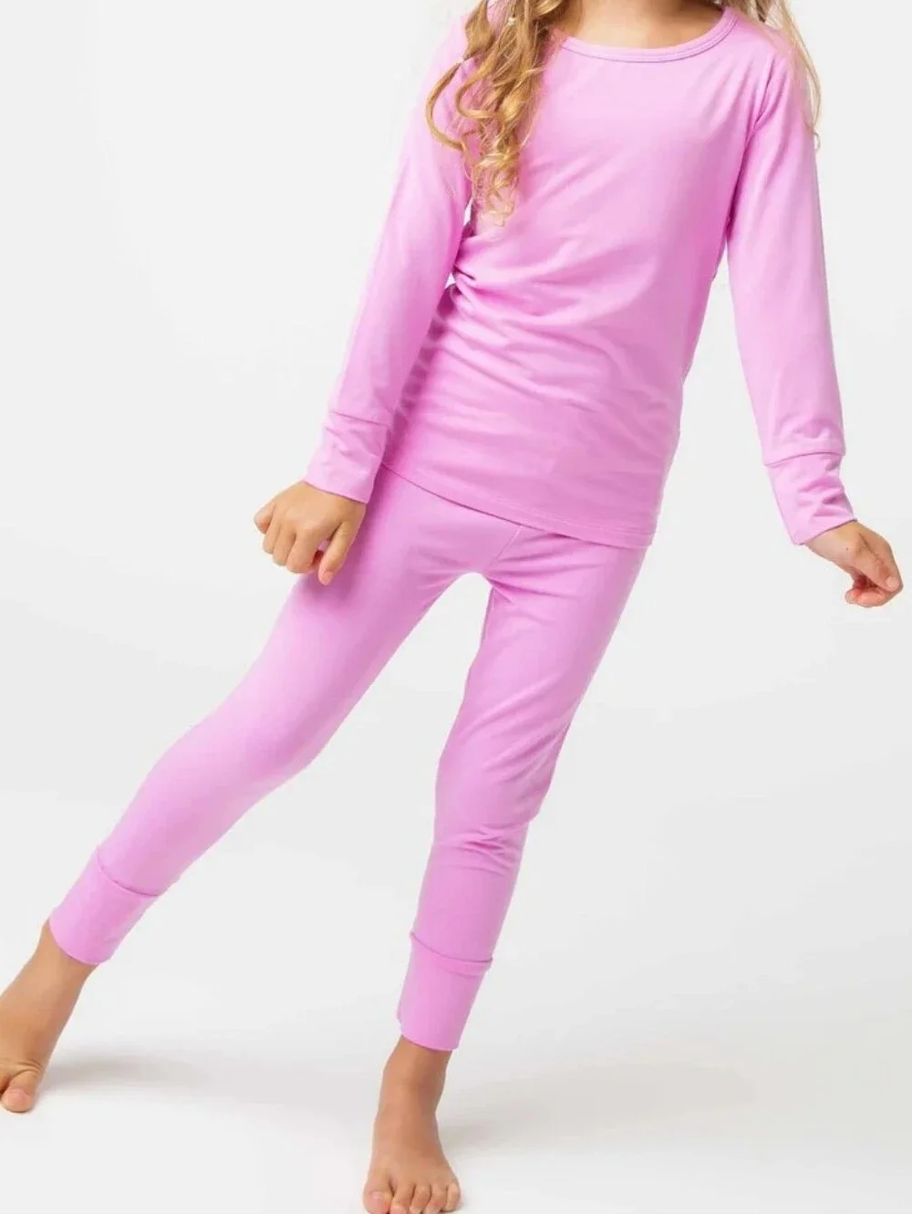 Bums & Roses Kids Bamboo Long Sleeve Pajama Set — Pink
